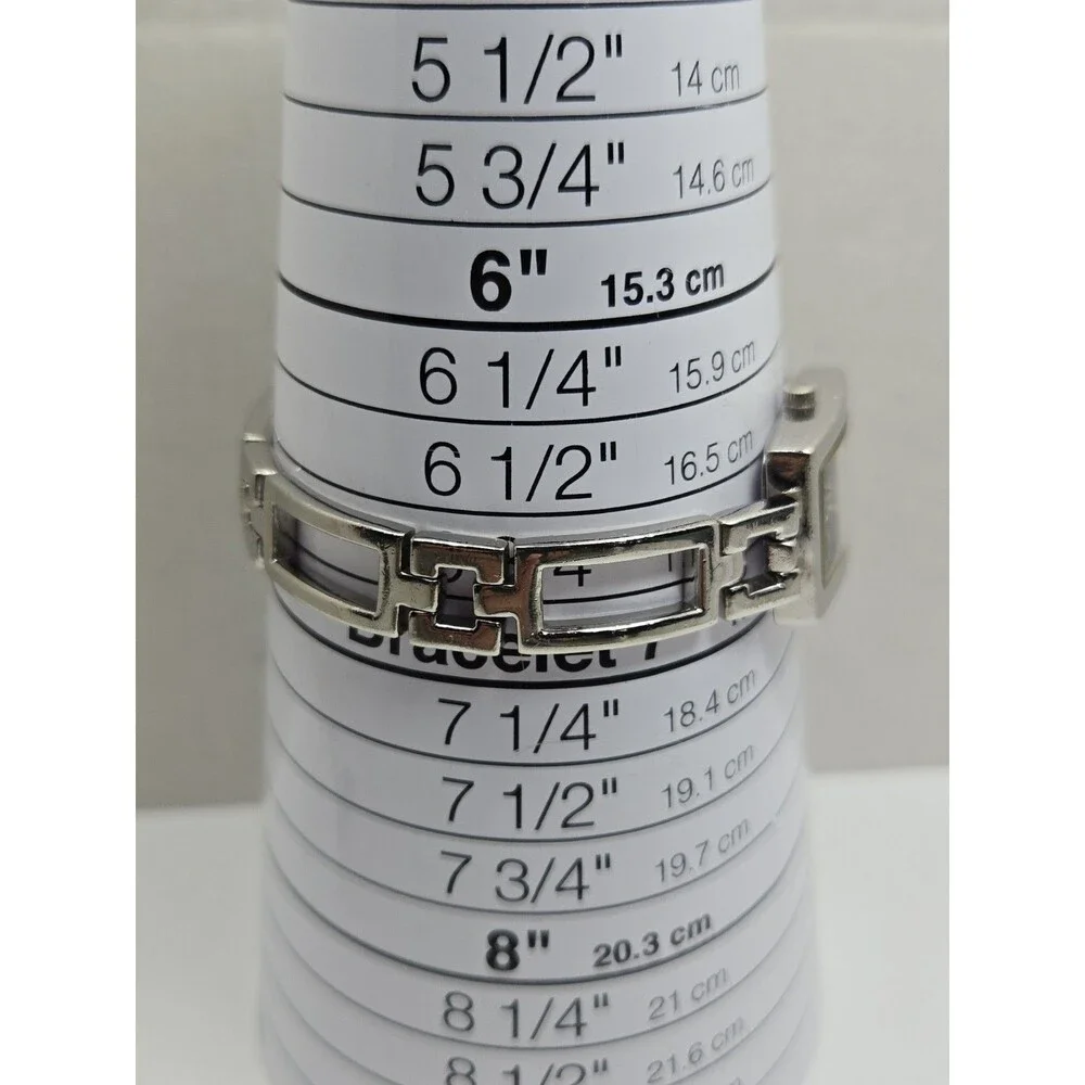 Womens Vintage Nine West .925 Sterling Silver Black Bracelet Watch New Battery